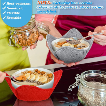 1-4PCS Microwave Bowl Cozy Quilted Heat Resistant Holder for Bowls Plates Soup Food Kitchen Insulated Protector