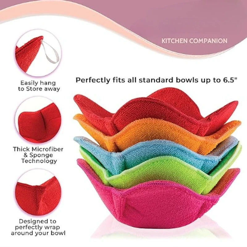 1-4PCS Microwave Bowl Cozy Quilted Heat Resistant Holder for Bowls Plates Soup Food Kitchen Insulated Protector